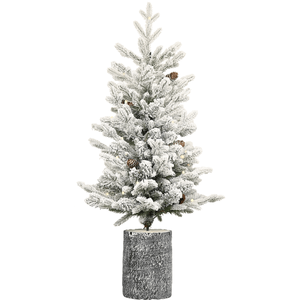4.5ft Artificial Flocked Christmas <b>Tree</b> 720 PE/PVC Mixed Branch Tips 19 Pine Cones 150L Warm White <b>Light</b> Holiday Decorative - Product Image 1