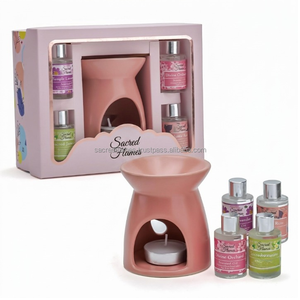 Custom <b>Ceramic</b> Essential Oil Burner Gift Set with Scented Oils Teallight Aromatherapy Supply - Product Image 2