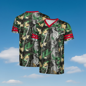 เสื้อเบสบอลลายพรางวู้ดแลนด์ แขนเสื้อสีแดง คอวี ระบายอากาศได้ดี แขนสั้น แบรนด์ Birlag Sports - Product Image 4