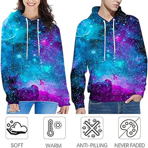 Men's <b>Galaxy</b> Printed <b>Hoodie</b> Sublimation Regular Fit Casual Knitted Polyester Breathable Spring Style with Pocket Sublimation - Product Image 4