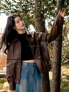 Veste de motard en cuir de vache véritable, imprimé en velours côtelé, personnalisable, pour femme - Product Image 6