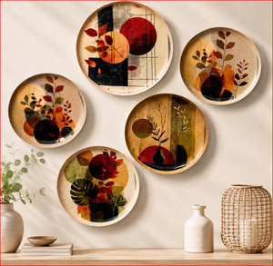 <b>Decorative</b> Metal <b>Wall</b> <b>Plates</b> Set of 5 for Living Room | Handcrafted Multicolor Ethnic Hanging <b>Wall</b> Art for Bedroom, Hall & Home - Product Image 3