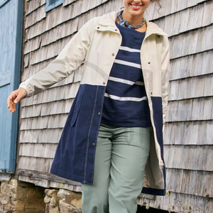 Chaqueta Larga con Capucha y Bloques de Color para Mujer, con Bolsillos de Parche, Exterior de Poliéster Impermeable, para Otoño - Product Image 5