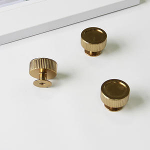 Durable Luxury <b>Gold</b> Zinc Alloy Ribbed Round Cabinet Knob for Nightstands Kitchen Bathroom Modern Furniture <b>Drawer</b> <b>Pull</b> Decor - Product Image 1