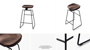 Taburete de Bar Moderno, Ecológico y Duradero de Madera con Asiento de Madera Maciza y Patas de Metal para Cafetería y Decoración de Interiores - Product Image 5