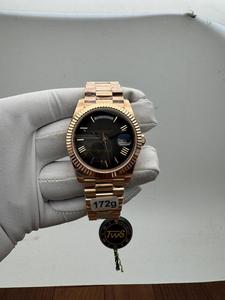 Cadran noir pour montre automatique moderne en acier inoxydable or rose, verre saphir, mouvement ETA, luxe pour homme - Product Image 3