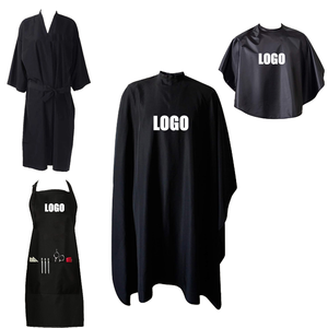 Professional Hairdressing Cape Set Black Polyester Water-Resistant Barber Salon Apron Robe and Cutting Cape with Logo - Product Image 1