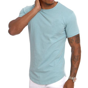<b>Mens</b> Slim Fit <b>Long</b> <b>Sleeve</b> Streetwear T-Shirt 93% Cotton 7% Elastane Light Weight Gym <b>Top</b> Longline Curved Hem OEM Customizable - Product Image 3