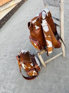 Hair-On Cowhide Leather <b>Backpack</b> Travel Laptop Bag Custom Logo Wholesale Supplier Bulk Manufacturer Export LHBP-0021 - Product Image 4