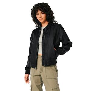 Women's High Quality Winter <b>Quilted</b> Bomber <b>Jacket</b> Fashion Knitted Crew Neck Zipper Solid Color Custom Design Breathable - Product Image 1