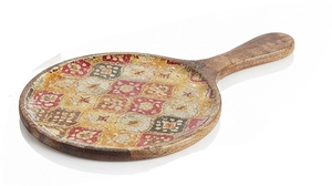 Plateau de service en bois émaillé, imprimé floral, bord festonné, fait main, pour table à manger, décoration intérieure, usage artisanal - Product Image 4