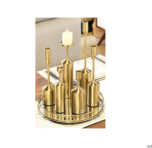 Antique-inspired Minimalist <b>Brass</b> Long-Stemmed Taper Candle Holder Set Stand Decor Gold Candle Stick Holders - Product Image 1