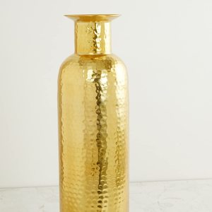 Jarrón Alto Dorado Martillado para Decoración del Hogar, Elegante Florero Metálico para Sala de Estar, Comedor u Oficina - Product Image 3