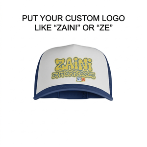 Unisex Trucker <b>Hat</b> 260 GSM Premium Cotton Foam Front <b>Navy</b> Mesh 5 Panel Custom Heat Transfer Print Embroidery Logo Waterproof - Product Image 1