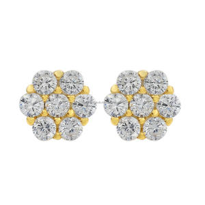 Boucles d'oreilles de luxe en moissanite et diamants, en argent sterling 925 plaqué or, bijoux étincelants pour hommes et femmes - Product Image 1