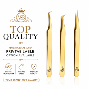 Pinzas para Extensión de Pestañas de Volumen Ruso, de Acero Inoxidable Japonés, Chapadas en Oro de 24K, de 90 Grados, Delgadas y con Punta Puntiaguda - Product Image 6