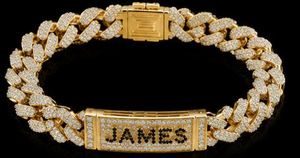 Orelia Iuxe Custom <b>Name</b> Cuban Link Hip Hop Style Moissanite Rhodium Plated 925 Silver <b>Chain</b> Statement Engagement Gift Bracelet - Product Image 3