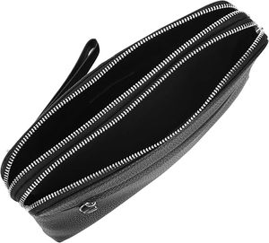 Fazmax Corporation Black Leather <b>Zip</b> Around <b>Wallet</b> with Dual Zippers and Wrist Strap Model A33 - Product Image 6