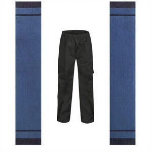 Pantalon cargo noir pour homme, taille élastique, poches latérales, coupe droite, tissu mi-lourd - Product Image 2
