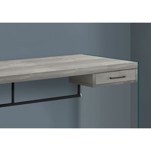 Scrivania Moderna per Ufficio Domestico da 48 Pollici, Design Contemporaneo in Vetro Temperato Trasparente con Cassetti Portaoggetti per Laptop, Laminato Grigio - Product Image 3