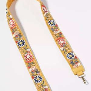 Yellow Floral Embroidered <b>Bag</b> <b>Strap</b> Women Adjustable Wide Shoulder <b>Replacement</b> <b>Strap</b> - Product Image 1