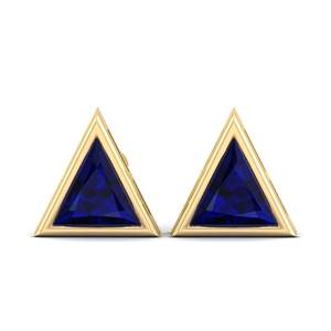 REYES Pendientes de Plata de Ley 925 con Moissanita para Mujer, Forma Triangular en Oro de 14K, 2.2Ct, Joyería con Gema de Zafiro Azul - Product Image 2