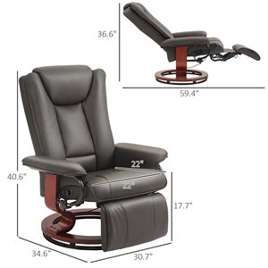 Modern Brown PU Leather Swivel <b>Recliner</b> Armchair with Footrest for Living Room RV <b>Recliner</b> Chair - Product Image 3