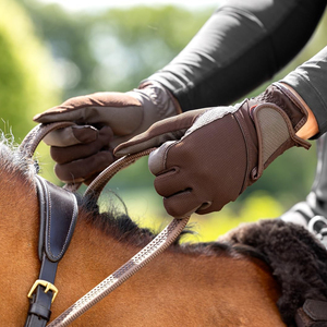 Gants d'équitation antidérapants en cuir synthétique, dos en tissu Soft Shell, pour toutes les saisons - Product Image 6