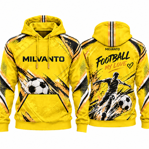 <b>Yellow</b> Custom <b>Men</b>’s Soccer <b>Hoodie</b> 320 GSM 100% Polyester Breathable Fabric Premium Football Training <b>Hoodie</b> For Players - Product Image 1