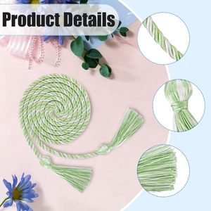 Cordon torsadé vert et blanc avec pompons pour usage textile domestique, cordon en polyester à 3 brins pour vêtements et sécurité - Product Image 2