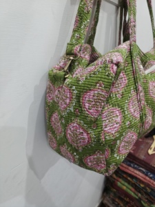 Handmade Manufacturer Quilted Patchwork Duffle Tote Shoulder Blue <b>Bag</b> Cotton Eco Friendly Lightweight Zipper Closure Travel <b>Yoga</b> - Product Image 5
