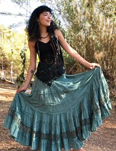 Falda Bohemia con Diseño de Encaje en Capas, Falda Maxi Fluida, Estilo Gitano, para Festivales, a Precio de Mayoreo - Product Image 2