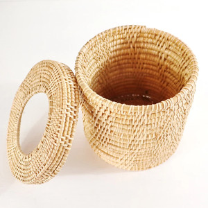 Circle Wicker case Dispense Holders for Tissue Cylinder <b>Towel</b> <b>Box</b> Round Rattan Tissue Holder Boxes - Product Image 4