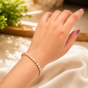 Pulsera de Lujo para Mujer Chapada en Oro con Moissanita, Corte Brillante Redondo, Engaste de Diamantes en Canal, Joyería para Fiesta - Product Image 4