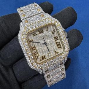 Custom Unisex Luxury <b>Sport</b> Business Stainless Steel Band White Gold ETA Mechanical Glass Dial Auto Date <b>Watch</b> with Moissanite - Product Image 5