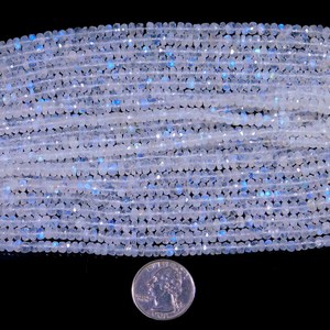 AAA <b>Rainbow</b> Moonstone Faceted Rondelle Beads 3.5-4mm Flashy Moonstone Strand Wholesale Bulk - Product Image 1