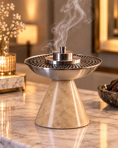 Quemador de Incienso Aromático de Lujo en Acero Inoxidable, Diseño de Cono, Estilo Árabe Jali, Ecológico y Moderno, para el Hogar Islámico - Product Image 3