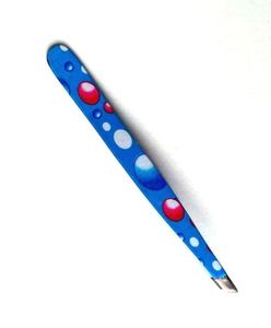 Pince à épiler inclinée pour sourcils, motif floral bleu, en acier inoxydable, outil de maquillage ultra-précis pour l'épilation avec poignée ergonomique - Product Image 3