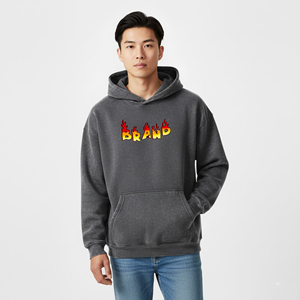 Nuevas Sudaderas con Capucha de Forro Polar Bordadas y con Cuentas, Lavadas al Ácido, de Talla Grande para Hombre, 100% Algodón, Estilo Oversize, Ideales para Invierno y Uso Casual - Product Image 3