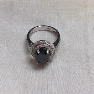 Fine Engagement <b>Ring</b> <b>Black</b> and White Natural Diamonds for Engagement and wedding <b>rings</b> for <b>women</b> - Product Image 1