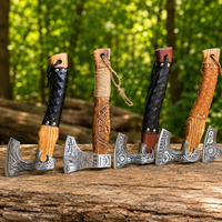 Ensemble de 8 haches vikings en acier carbone forgé à la main : hache nordique LARP, cadeau pour petit ami