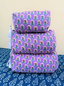 Bohemian Floral Cosmetic Bag Large Size Drawstring Closure Textile Pattern Portable <b>Makeup</b> <b>Case</b> Multi Color Toiletry Bag - Product Image 2