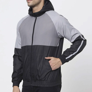 Custom Logo Reflective Print Running <b>Jacket</b> <b>Men's</b> waterproof Shell Hooded <b>Jacket</b> Coat Nylon Windbreaker Zip <b>Jacket</b> for <b>Men</b> - Product Image 2