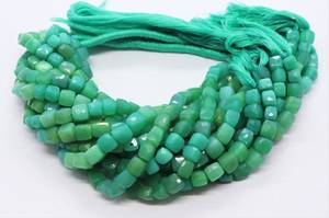 Perles de pierres précieuses naturelles AAA en chalcédoine verte, facettées en forme de cube, 6-7 MM, chalcédoine dégradée, perles carrées 3D pour bijoux - Product Image 5