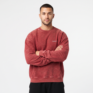 Sudadera con hombros caídos 100% algodón con lavado ácido para hombre, logotipo frontal personalizado, fábrica OEM ODM - Product Image 6