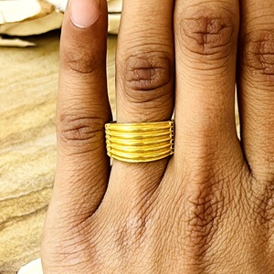 Anillo tribal de latón multicapa de última moda y alta demanda para mujer, chapado en oro de 18k, anillo de banda ancha de varias capas, venta al por mayor/OEM/ODM - Product Image 6