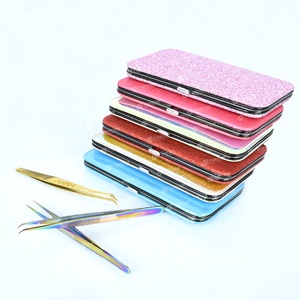 Pinzas para extensión de pestañas de alta calidad con etiqueta privada, pinzas curvas rectas, pinzas para pestañas con punta de fibra - Product Image 5