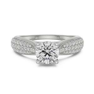 Luxury IGI Certified Moissanite <b>Solitaire</b> <b>Ring</b> Triple Row Pave Diamond Band 925 Sterling <b>Silver</b> Elegant Women's Wedding - Product Image 2