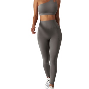 Conjuntos de Yoga de Dos Piezas para Mujer, Top Deportivo de Pilates Cómodo y de Alta Calidad con Logotipo Personalizado, Leggings de Cintura Alta - Product Image 1