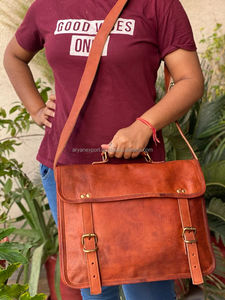 Personalized Vintage Real Goat Leather Men's Briefcase Laptop <b>Bag</b> High Quality 100% Leather <b>Messenger</b> <b>Bag</b> Office Shoulder <b>Bags</b> - Product Image 2